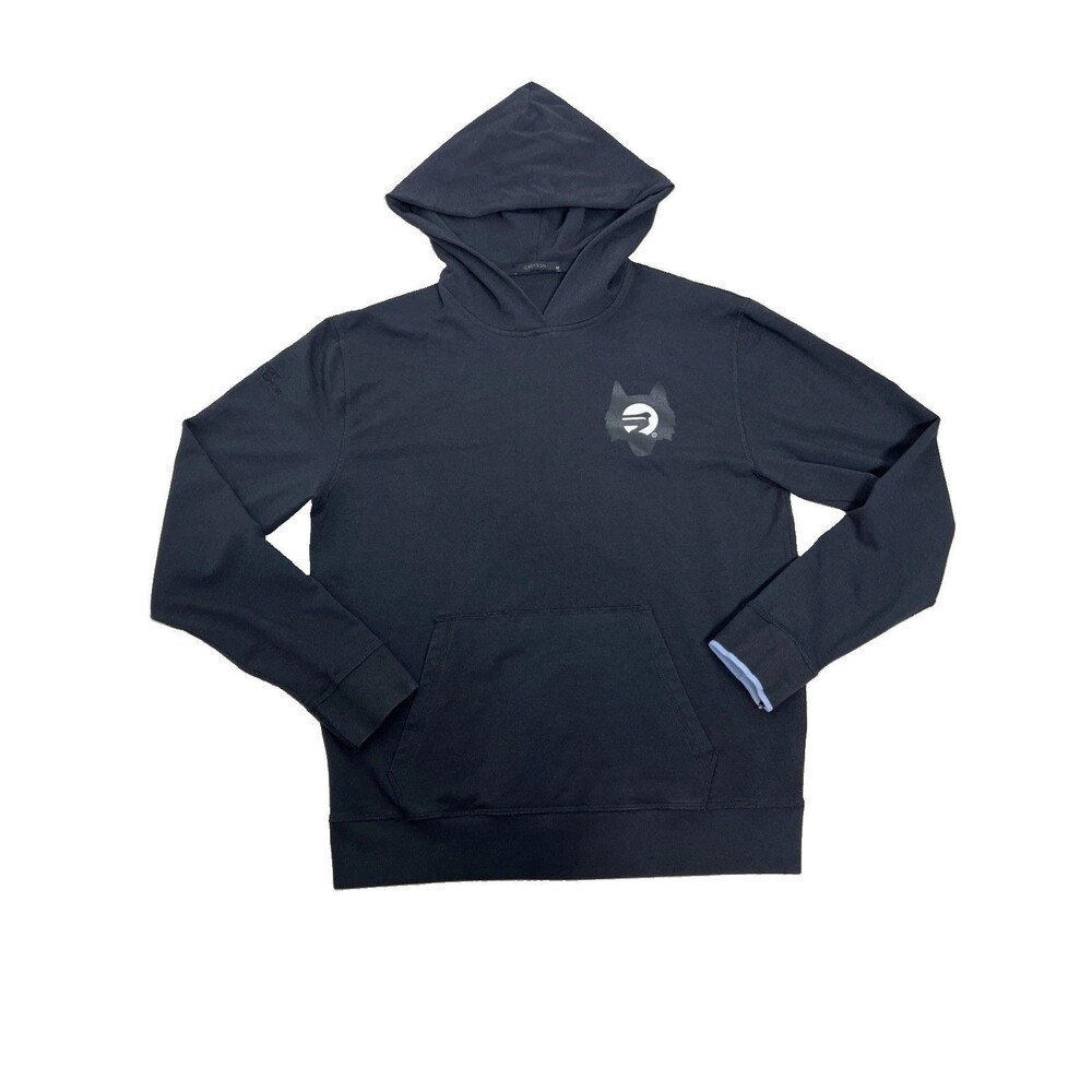 Greyson Men's M Black Pullover Hoodie Wolf Long Sleeve Company Logo Pima Cotton